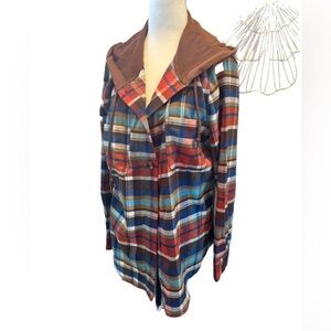 NWOT Grace & Lace plaid hooded lightweight jacket.